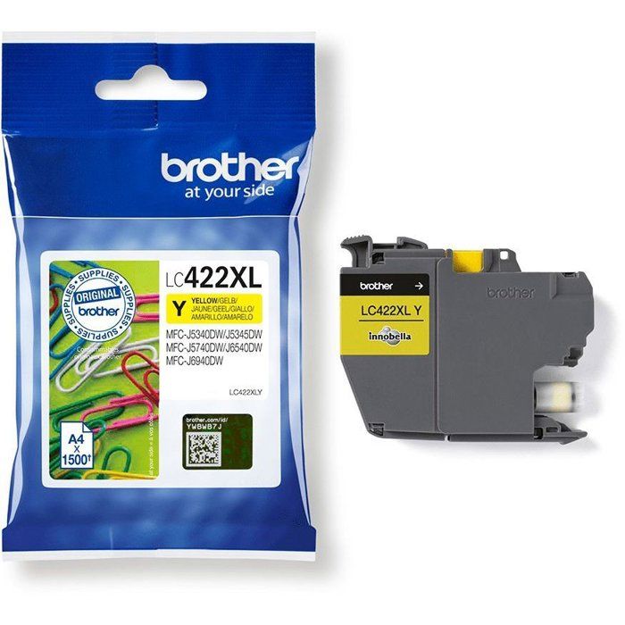 Cartridge LC422XLY - BROTHER - Yellow - 1500p - For Business Smart MFC-J5340DW, MFC-J5345DW, MFC-J5740DW, MFC-J6540DW and MFC-J6940DW