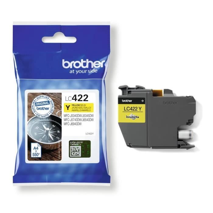 Cartridge LC422Y - BROTHER - Yellow - 550 p - For Business Smart MFC-J5340DW, MFC-J5345DW, MFC-J5740DW, MFC-J6540DW and MFC-J6940DW
