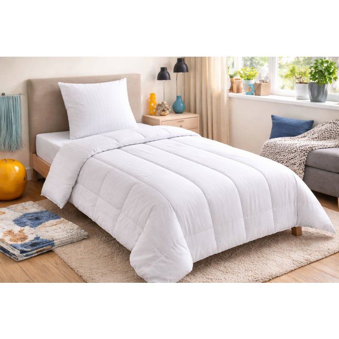 Microfiber bed linen pack - 1 hot duvet 140x200 cm + 1 pillow 60x60 cm white