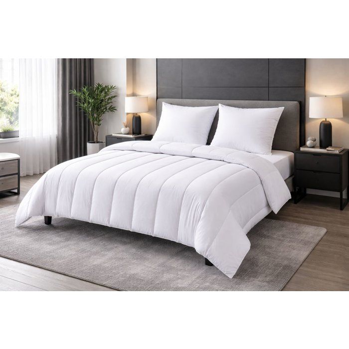 Microfiber bed linen pack - 1 hot duvet 200x200 cm + 2 pillows 60x60 cm white