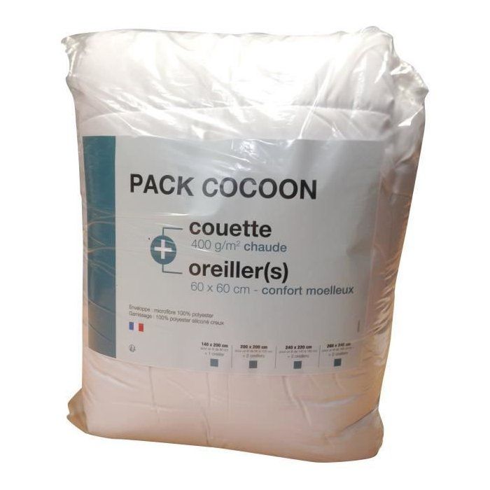 Microfiber bed linen pack - 1 hot duvet 200x200 cm + 2 pillows 60x60 cm white