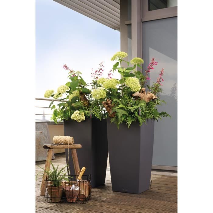 LECHUZA Cubico Color 40 Planter - Slate - Sub-irrigation system - 40x40x75cm