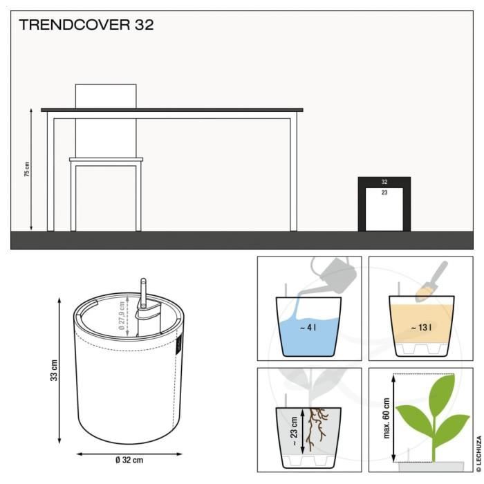 Jardiniere - Trend cover 32 - Complete cork kit - Light beige - 13 L - LECHUZA