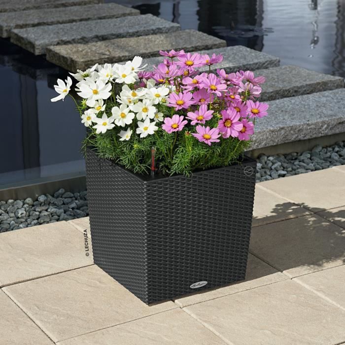 Planter - Cube cottage 40 - Complete kit - Granite - 31 L - LECHUZA