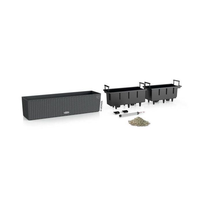 Jardiniere - Balconera cottage 80 - Complete kit - Granite - 12L - LECHUZA