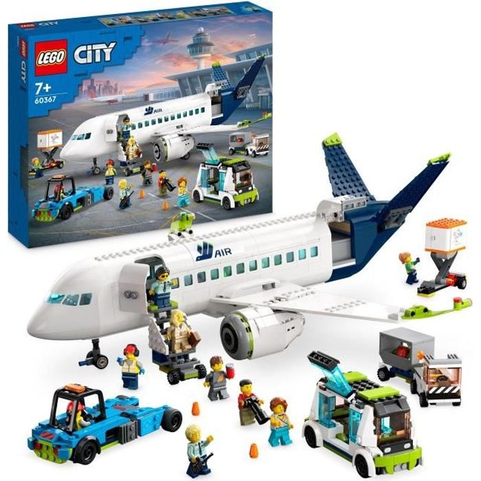 LEGO City 60367 Airliner Toy with Airport Bus, Tugboat, Luggage Truck and 9 Minifigures