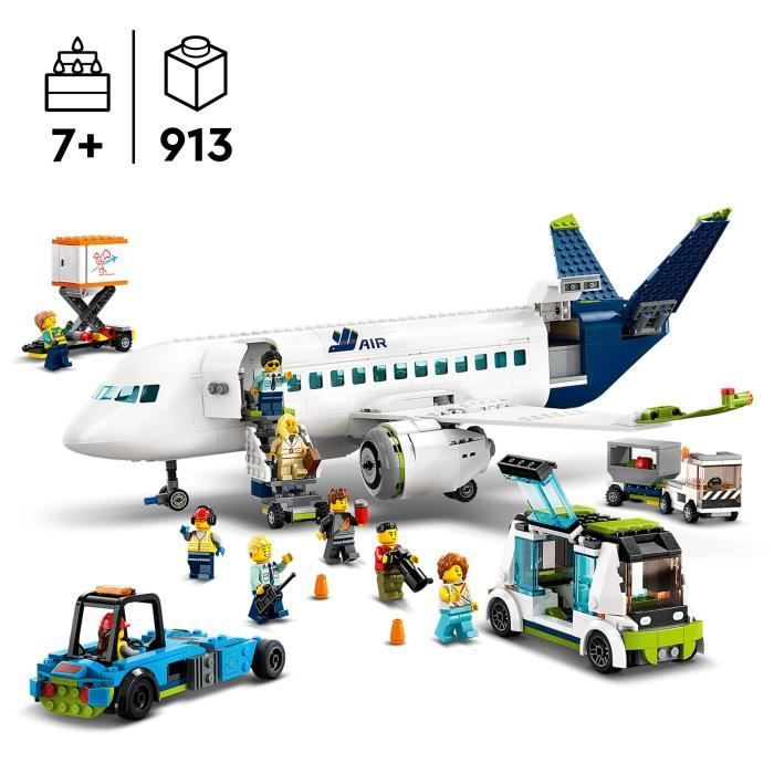 LEGO City 60367 Airliner Toy with Airport Bus, Tugboat, Luggage Truck and 9 Minifigures