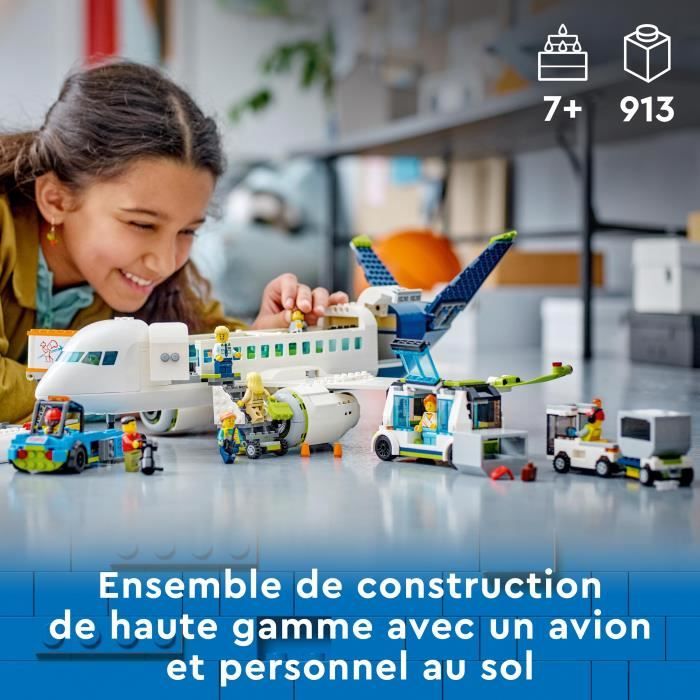 LEGO City 60367 Airliner Toy with Airport Bus, Tugboat, Luggage Truck and 9 Minifigures