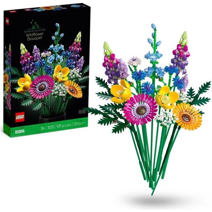 Lego icons 10313 Bouquet of wild flowers, artificial plants with poppies, for adults
