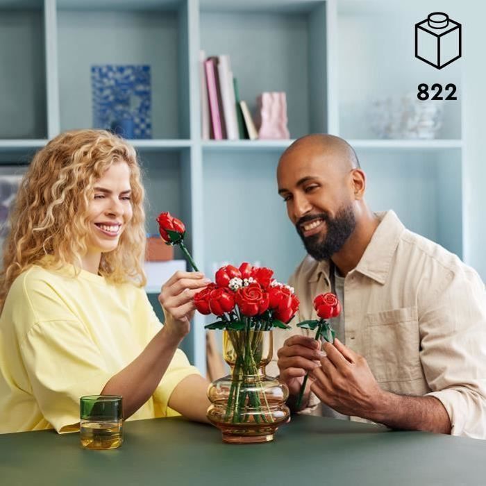 LEGO 10328 Icons The Bouquet of Roses, Artificial Flowers to Decorate, Valentine's Day Gift for Adults