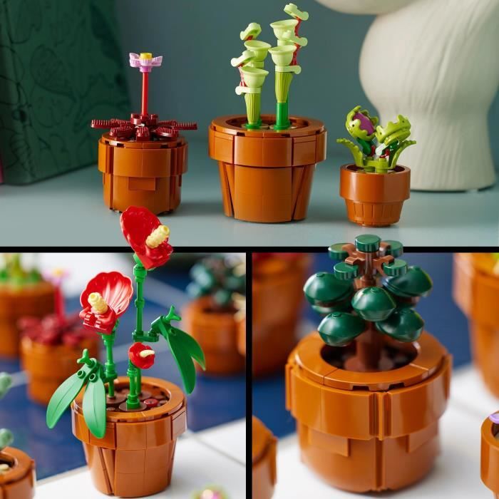LEGO Icons 10329 Miniature Plants, Botanical Collection 9 Artificial Plants with Flowers, Home Decor