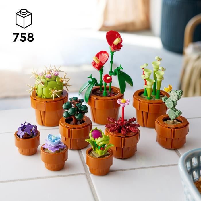 LEGO Icons 10329 Miniature Plants, Botanical Collection 9 Artificial Plants with Flowers, Home Decor