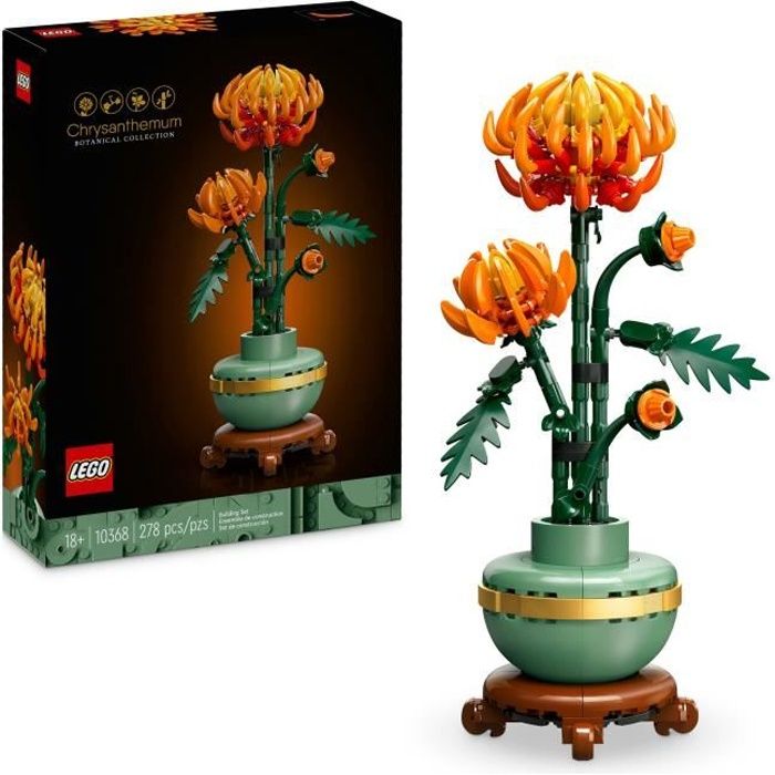LEGO Icons 10368 Chrysanthemum Flower Arrangement - Buildable Flower Decorating Set for Adults