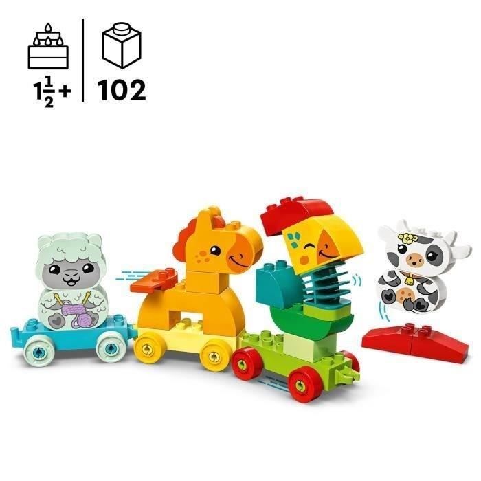 LEGO 10412 DUPLO My First Animal Train, Wheeled Toy for Children, Creative Animals to Build