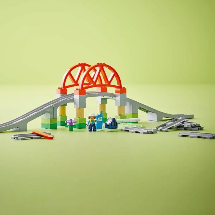 LEGO DUPLO My Town 10426 Expansion Set: Train Tracks and Bridge - Early Learning Toys