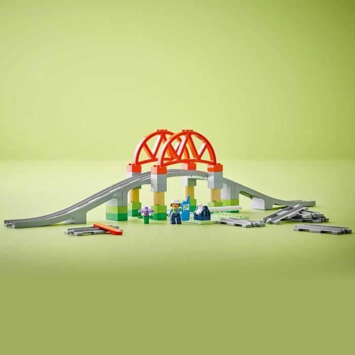 LEGO DUPLO My Town 10426 Expansion Set: Train Tracks and Bridge - Early Learning Toys