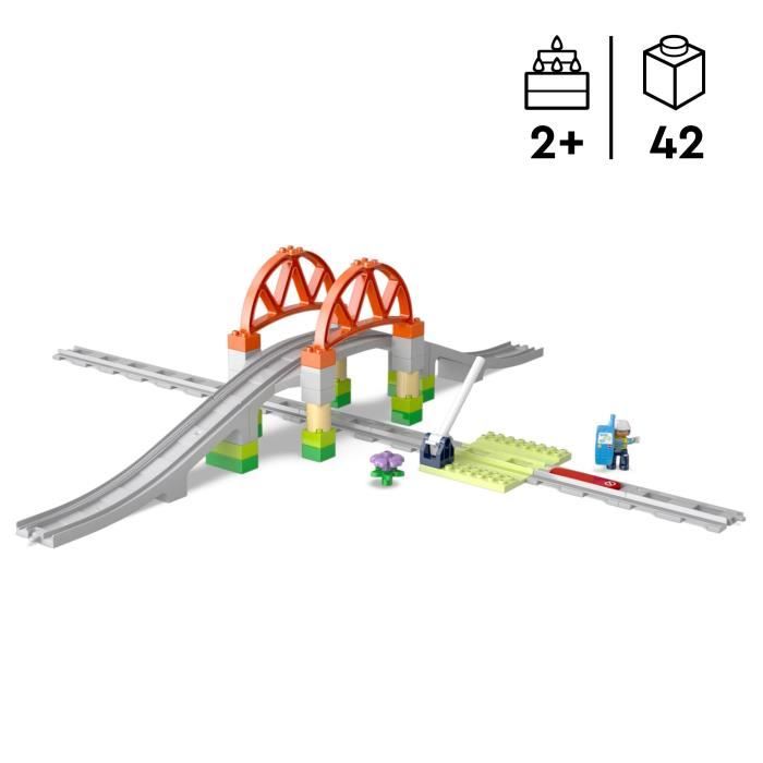 LEGO DUPLO My Town 10426 Expansion Set: Train Tracks and Bridge - Early Learning Toys