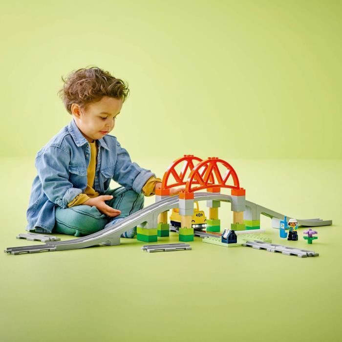 LEGO DUPLO My Town 10426 Expansion Set: Train Tracks and Bridge - Early Learning Toys
