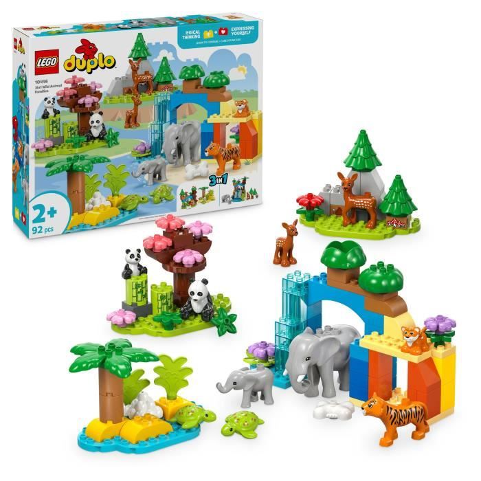 LEGO DUPLO My Town 10446 3-in-1 Wild Animal Families - Early learning games with animals