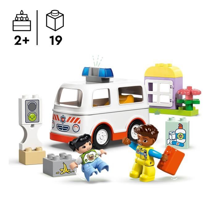 LEGO DUPLO 10447 Ambulance and Driver - Interactive Toy for Kids Aged 2 and Up