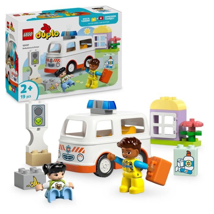LEGO DUPLO 10447 Ambulance and Driver - Interactive Toy for Kids Aged 2 and Up