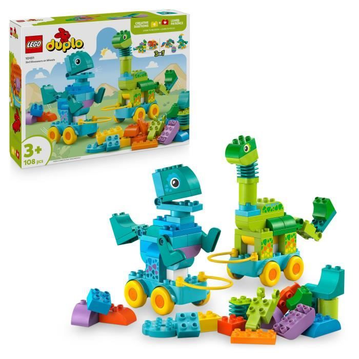 LEGO DUPLO My Town 10451 Dinosaurs on Wheels 3-in-1 - Early learning game for 3 year olds