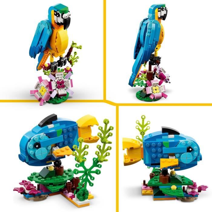 Lego Creator 3-in-1 31136 Exotic parrot, jungle animal figurines, with frog and fish