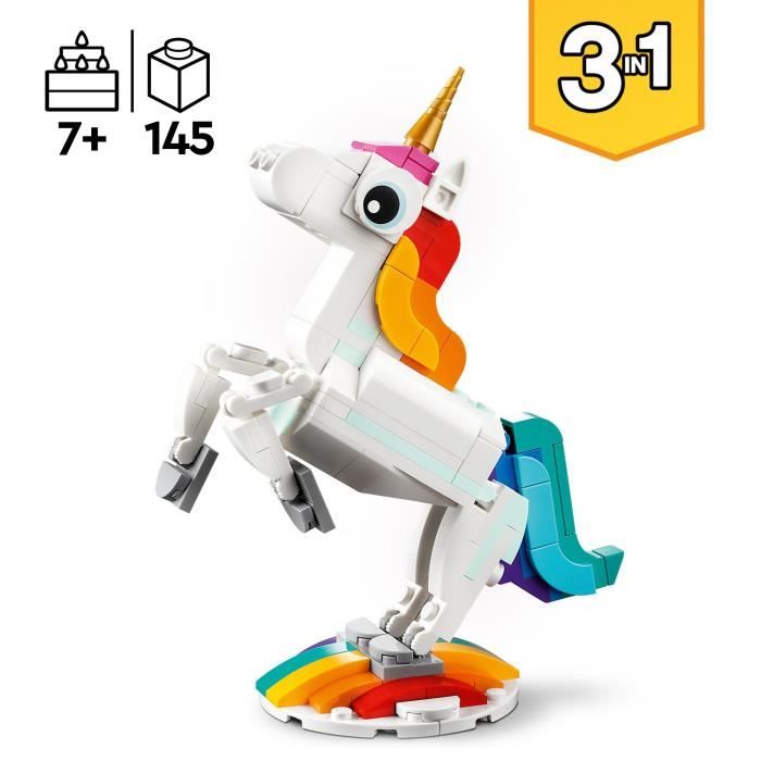 Lego Creator 3-in-1 31140 The magic unicorn, hippocampal and peacock toy, animal figurines
