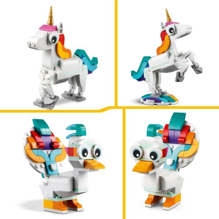 Lego Creator 3-in-1 31140 The magic unicorn, hippocampal and peacock toy, animal figurines