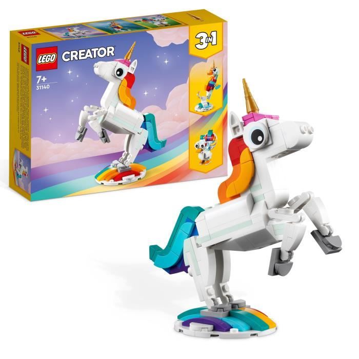 Lego Creator 3-in-1 31140 The magic unicorn, hippocampal and peacock toy, animal figurines