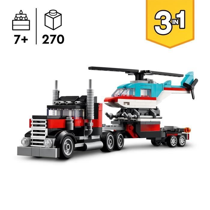 LEGO 31146 Creator 3in1 Trailer Truck with Helicopter, Helicopter Toy and Truck, Plane and Tanker