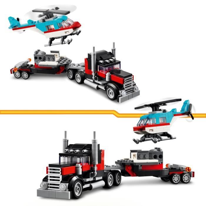 LEGO 31146 Creator 3in1 Trailer Truck with Helicopter, Helicopter Toy and Truck, Plane and Tanker