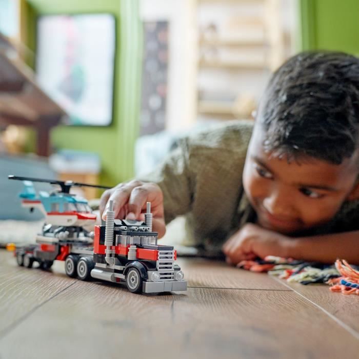 LEGO 31146 Creator 3in1 Trailer Truck with Helicopter, Helicopter Toy and Truck, Plane and Tanker