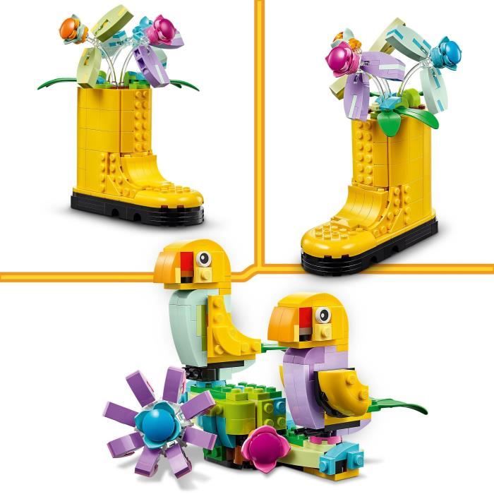 LEGO 31149 Creator 3in1 Flowers in the Watering Can, Children's Toy, with Watering Can, Bouquet of Flowers and 2 Birds