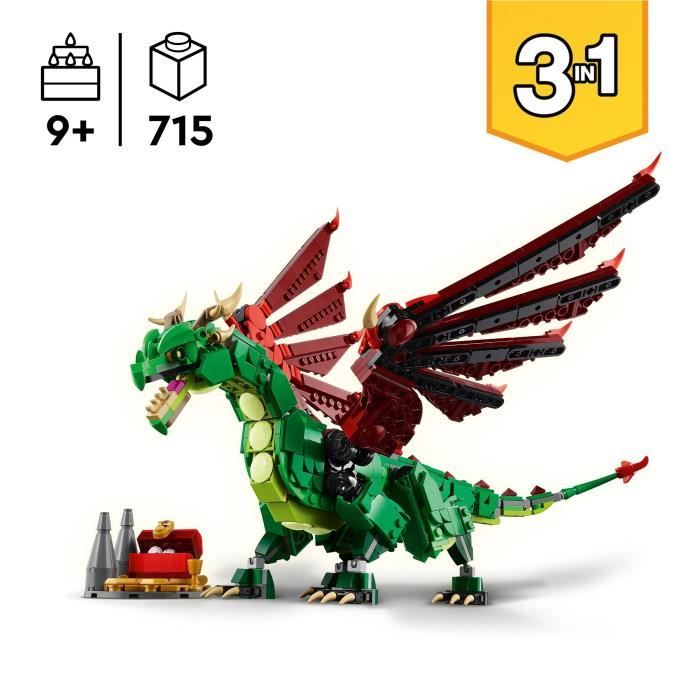 LEGO Creator 31161 3-in-1 Medieval Dragon - Building Toy for Boys Ages 9 and Up