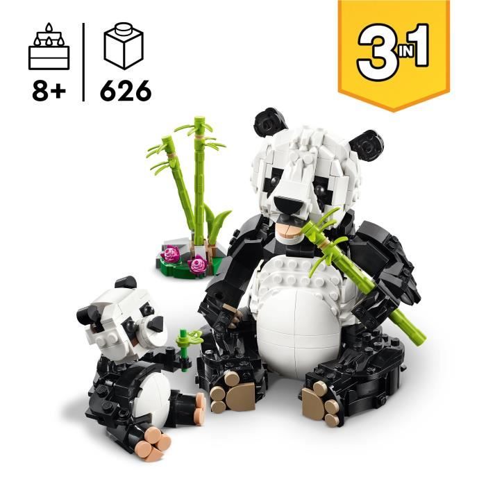 LEGO Creator 31165 3-in-1 Wild Animals: Panda Family Game for Girls Ages 8 and Up