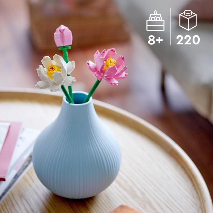 LEGO 40647 Creator Lotus Flowers, Building Kit for Girls and Boys Ages 8, with 3 Artificial Flowers