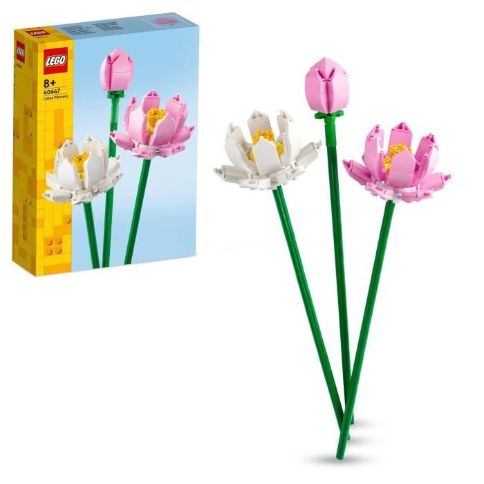 LEGO 40647 Creator Lotus Flowers, Building Kit for Girls and Boys Ages 8, with 3 Artificial Flowers