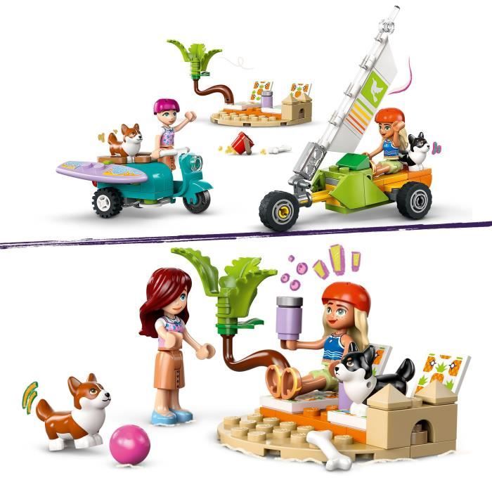LEGO Friends 42641 Surfing Dogs and Scooter Adventures - Interactive Toy with Corgis