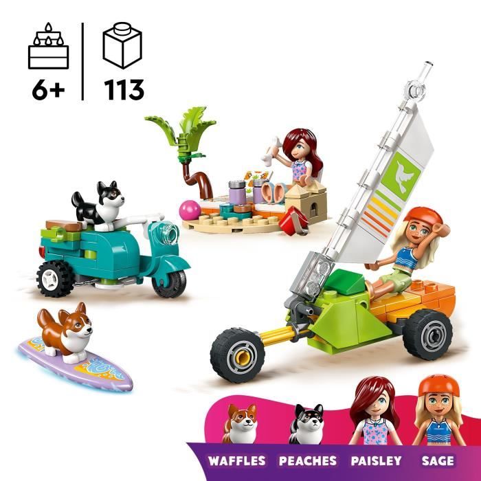 LEGO Friends 42641 Surfing Dogs and Scooter Adventures - Interactive Toy with Corgis