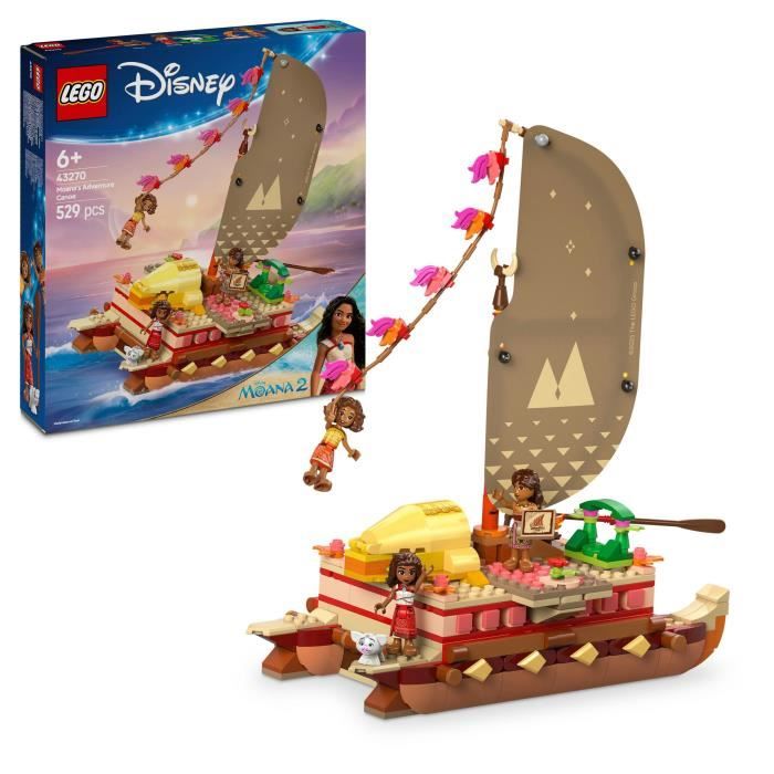 LEGO | Disney 43270 Moana's Adventure Ship - Building Toy and Gift for 6 Year Olds