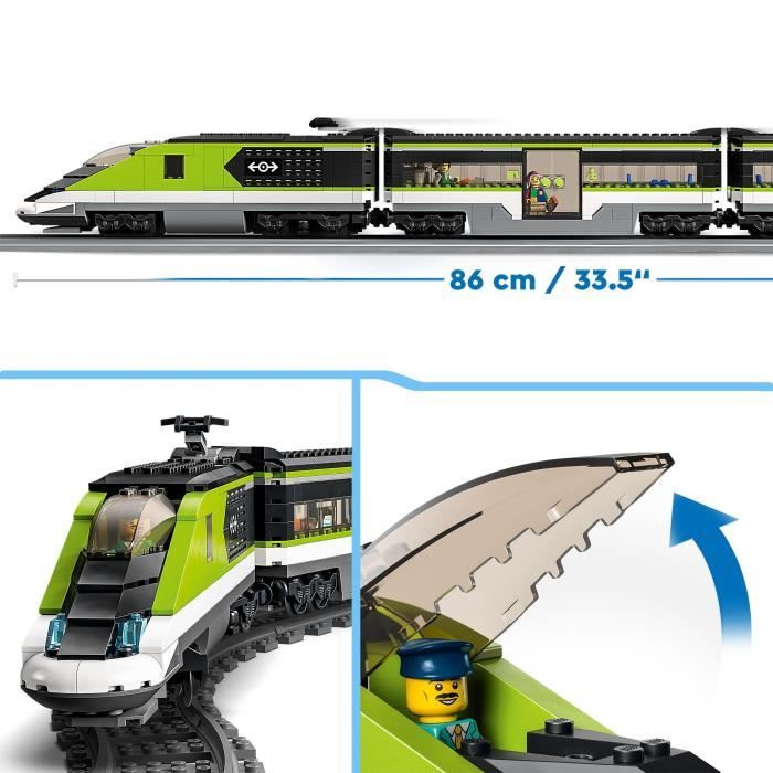 LEGO 60337 City Express Passenger Train, Remote Control Locomotive Toy with Headlights, Tracks, Food Car, Ages 7 and up