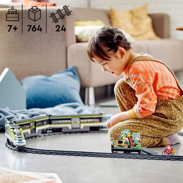 LEGO 60337 City Express Passenger Train, Remote Control Locomotive Toy with Headlights, Tracks, Food Car, Ages 7 and up