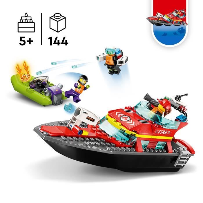 Lego City 60373 The firefighters' rescue boat, floating toy, jetpack and minifigurins