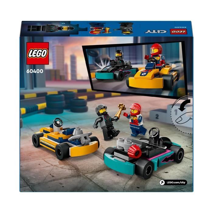LEGO 60400 City Karts and Racing Drivers, Toy with 2 Karting, with 2 Car Driver Minifigures