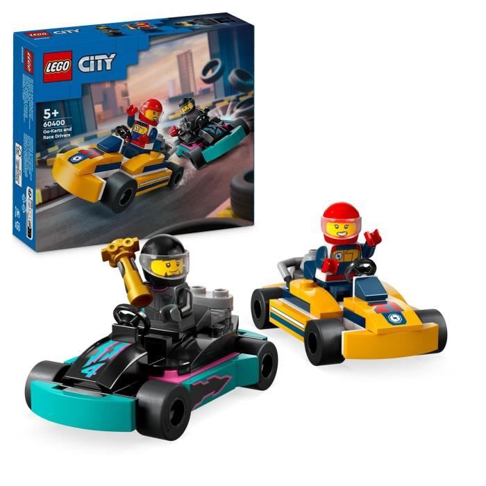 LEGO 60400 City Karts and Racing Drivers, Toy with 2 Karting, with 2 Car Driver Minifigures