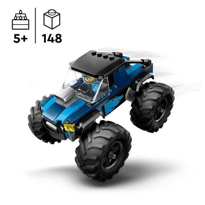 LEGO 60402 City The Blue Monster Truck, Off-Road Truck Toy and Driver Minifigure, Children's Gift