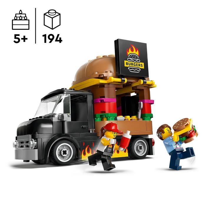 LEGO 60404 City Burgers Food Truck, Van Toy, Imaginative Play with Van and Minifigures