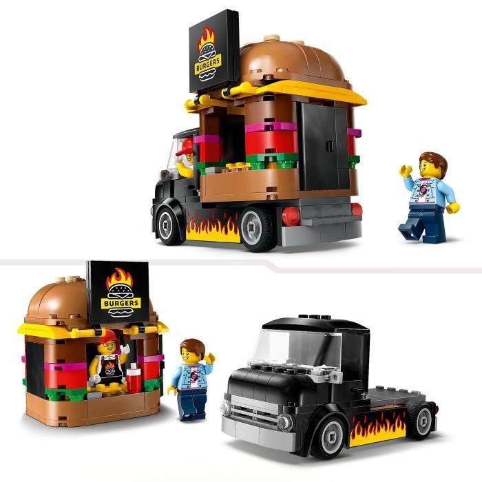 LEGO 60404 City Burgers Food Truck, Van Toy, Imaginative Play with Van and Minifigures