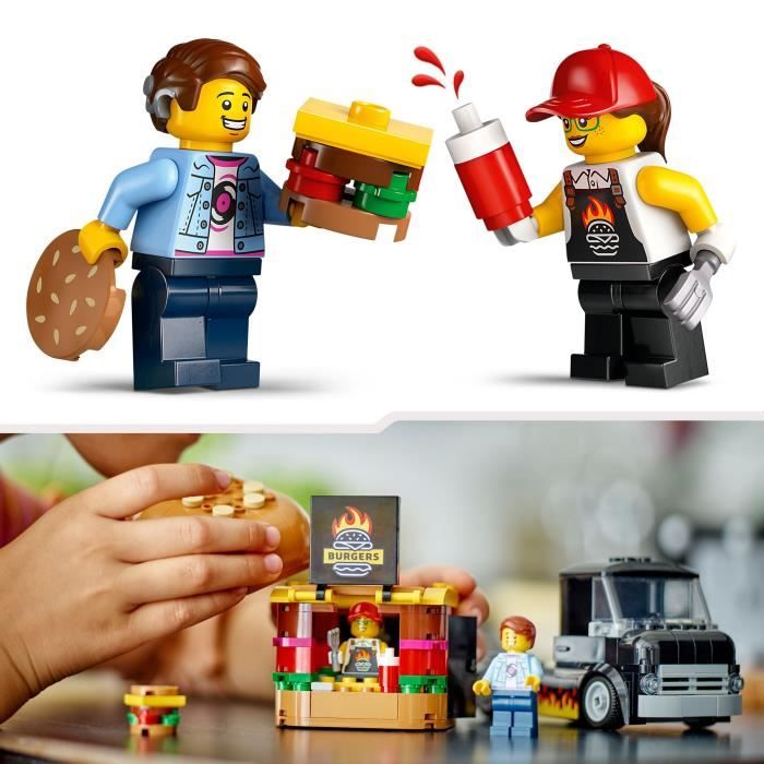 LEGO 60404 City Burgers Food Truck, Van Toy, Imaginative Play with Van and Minifigures